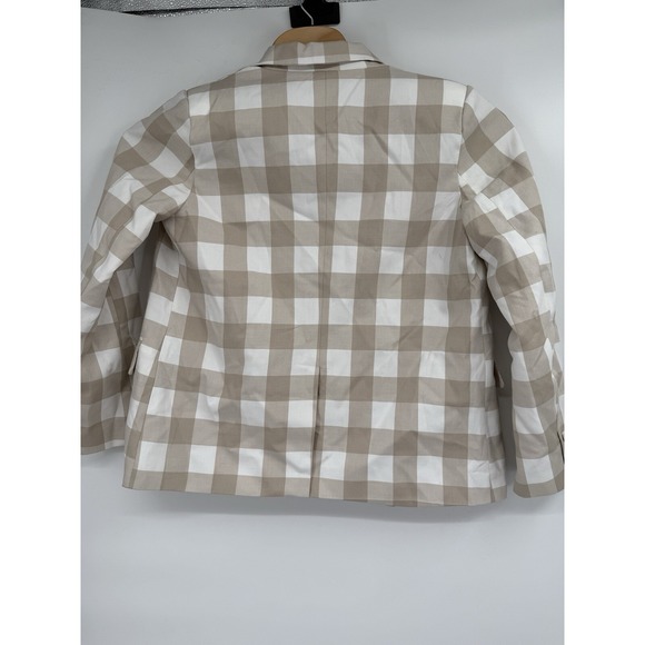 NWT Anthropologie Maeve Moss Brown Large Scale Gingham Check Blazer Jacket Sz M - Picture 8 of 8